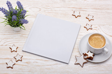 Book and cup of coffee