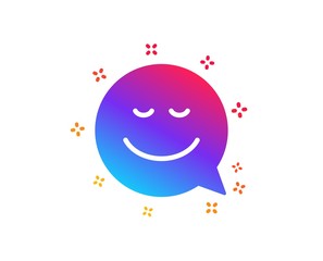 Comic speech bubble with Smile icon. Chat emotion sign. Dynamic shapes. Gradient design smile icon. Classic style. Vector