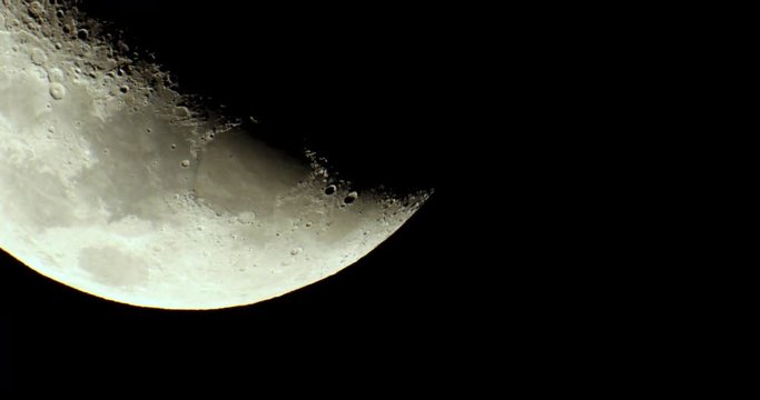 A waxing crescent moon as seeing from the southern hemisphere. Amazing the moon surface full of craters from meteorites coming from the universe and crashing our satellite the Moon