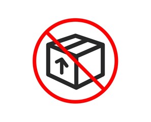 No or Stop. Delivery box icon. Logistics shipping sign. Parcels tracking symbol. Prohibited ban stop symbol. No package icon. Vector