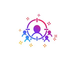 Business targeting icon. Marketing target strategy symbol. Aim with people sign. Dynamic shapes. Gradient design business targeting icon. Classic style. Vector