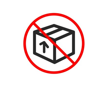 No or Stop. Delivery box icon. Logistics shipping sign. Parcels tracking  symbol. Prohibited ban stop symbol. No package icon. Vector Stock Vector |  Adobe Stock