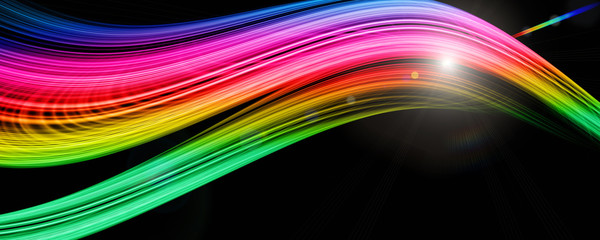 Futuristic wave panorama background design with lights