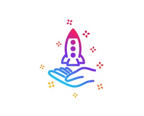 Crowdfunding icon. Launch Startup project sign. Innovation symbol. Dynamic shapes. Gradient design crowdfunding icon. Classic style. Vector