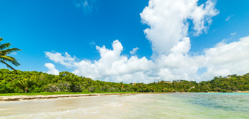 White clouds over Pointe de la Saline beach in Guadeloupe