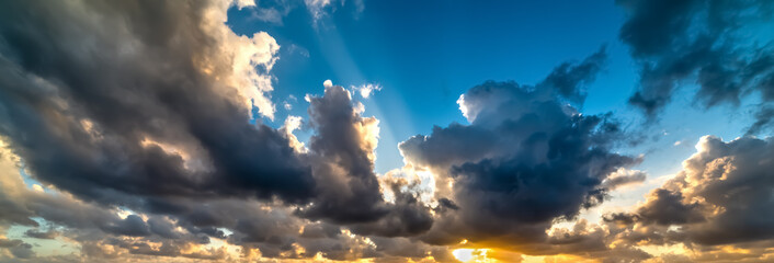 Dark clouds at sunset.