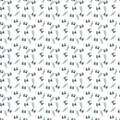 Watercolor cute panda seamless pattern on white background for print or design
