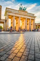 Zelfklevend Fotobehang Berlijn Brandenburger Tor bij zonsondergang, Berlijn, Duitsland