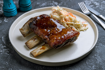 beef ribs on bone on plate