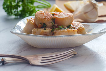 Seared Portuguese Garlic Scallops