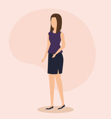 professional businesswoman with hairstyle and elegant clothes