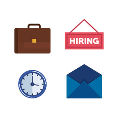 set briefcase with clock and hiring letter