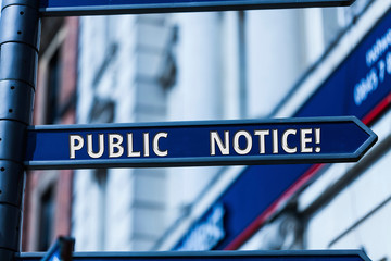 Word writing text Public Notice. Business photo showcasing Announcements widely disseminated...
