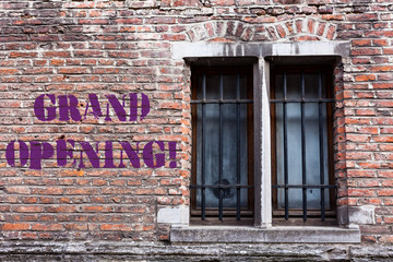 Handwriting text writing Grand Opening. Conceptual photo held to mark the opening of a new business or public place