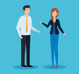 professional businesspeople with hairstyle and elegant clothes