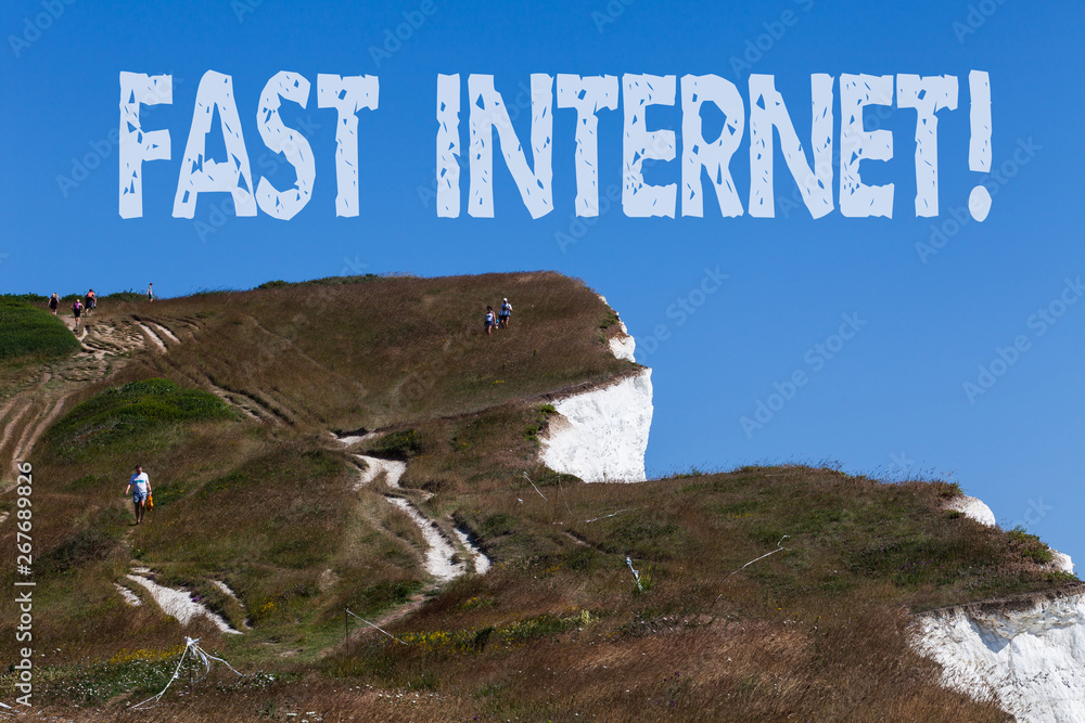 Poster conceptual hand writing showing fast internet. concept meaning term used for internet service that i