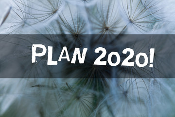 Writing note showing Plan 2020. Business concept for detailed proposal for doing or achieving...