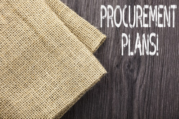 Conceptual hand writing showing Procurement Plans. Concept meaning determining the timeframes for...