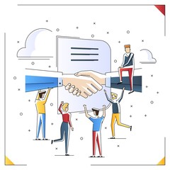 Vector illustration. Handshake. Conclusion of a contract, successful partnership. Cooperation. Conclusion of the transaction
