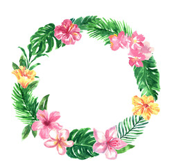 Tropical Watercolor Foliage Floral Wreath