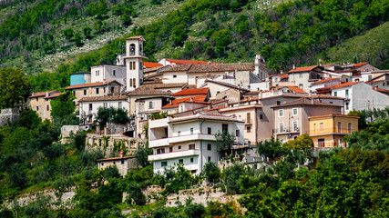 Italian village Posta Fibreno amid the Apennine mountains of the south-east Lazio region