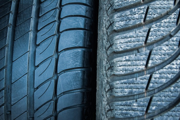 Car tires and wheels for auto background