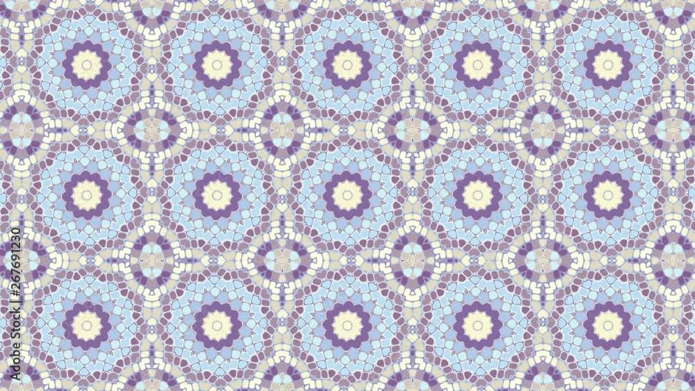 Poster symmetric mosaic tile transforming ornament. abstract looping footage.