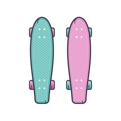 Longboard cruisers. Vector illustration in flat style.
