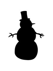 silhouette schneemann zylinder hut winter weihnachten kalt schnee basteln bauen schneeball spaß spielen comic cartoon lustig clipart