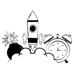 comic rocket clock bomb