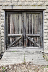 wooden weathered vintage barn door