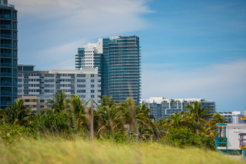 Stock photo beachfront condominiums Miami Beach