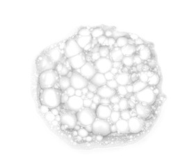 Soft soap foam on white background, top view