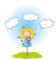A girl with speech balloon