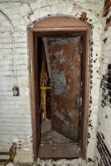 Abandoned warehouse factory door