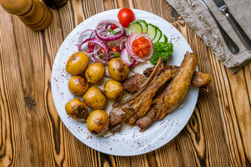 Kazan kebab on white plate