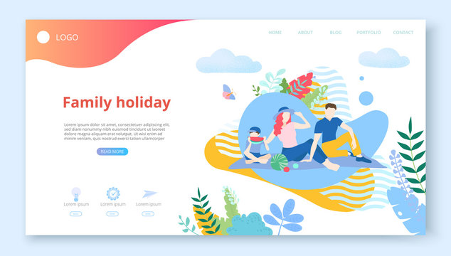 Family holiday. People with kid spend weekend in park at picnic.