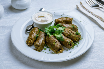Dolma georgian kitchen on white plate