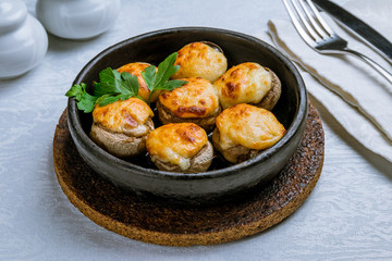 mushrooms baked with Suluguni cheese