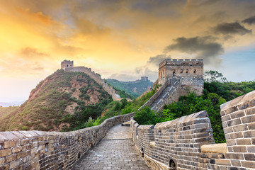 The Great Wall of China at sunset,Jinshanling