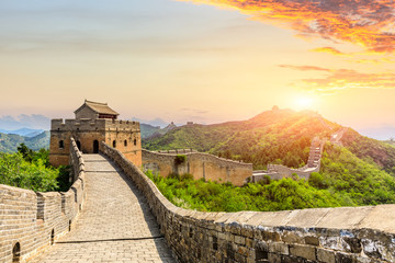 Fototapeta premium The Great Wall of China at sunset,Jinshanling