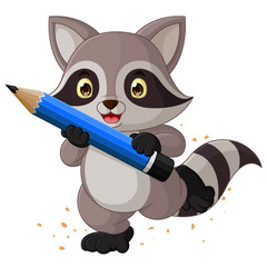 Cartoon raccoon isolated on white background