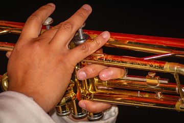 Hands in a trumpet