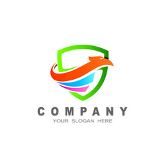 shield logo, security icon, Eagle logo template design with a shield, vector illustration