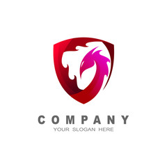 shield logo, security icon, dragon head with shield logo template