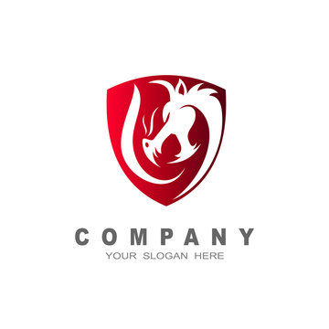 shield logo, security icon,  dragon head with shield logo template, dragon shield logo, 