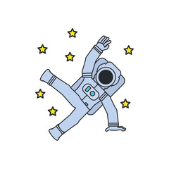 astronaut suit jumping with set of stars