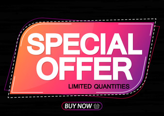 Special Offer, sale banner design template, discount tag, app icon, vector illustration