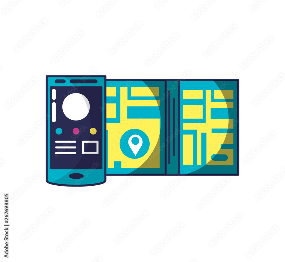 Poster smartphone with map and gps app
