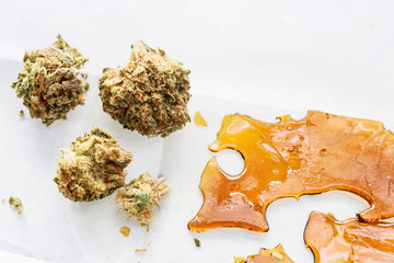Marijuana Buds Next To THC Concentrate Wax